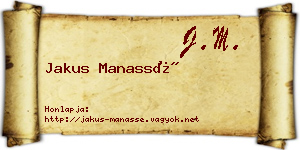 Jakus Manassé névjegykártya